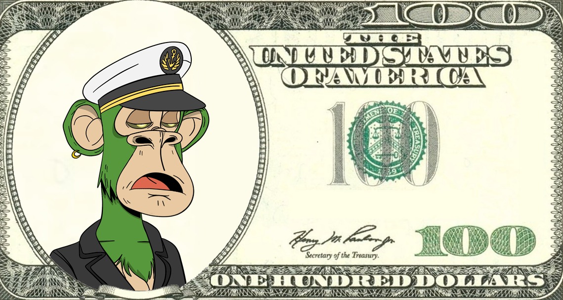 “100 Dollars Ape” A Very Unique NFT Concept Featuring A Dollar Note