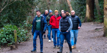 ‘They turn up in the rain’: the men who walk together for mental health