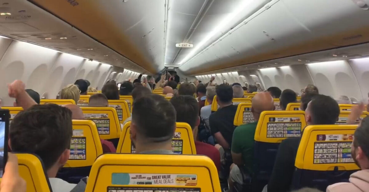 West Ham fans chant to man who gave up seat before Prague final