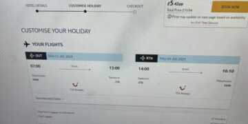 A screenshot of the Tui advertised cheap holiday to Greece.