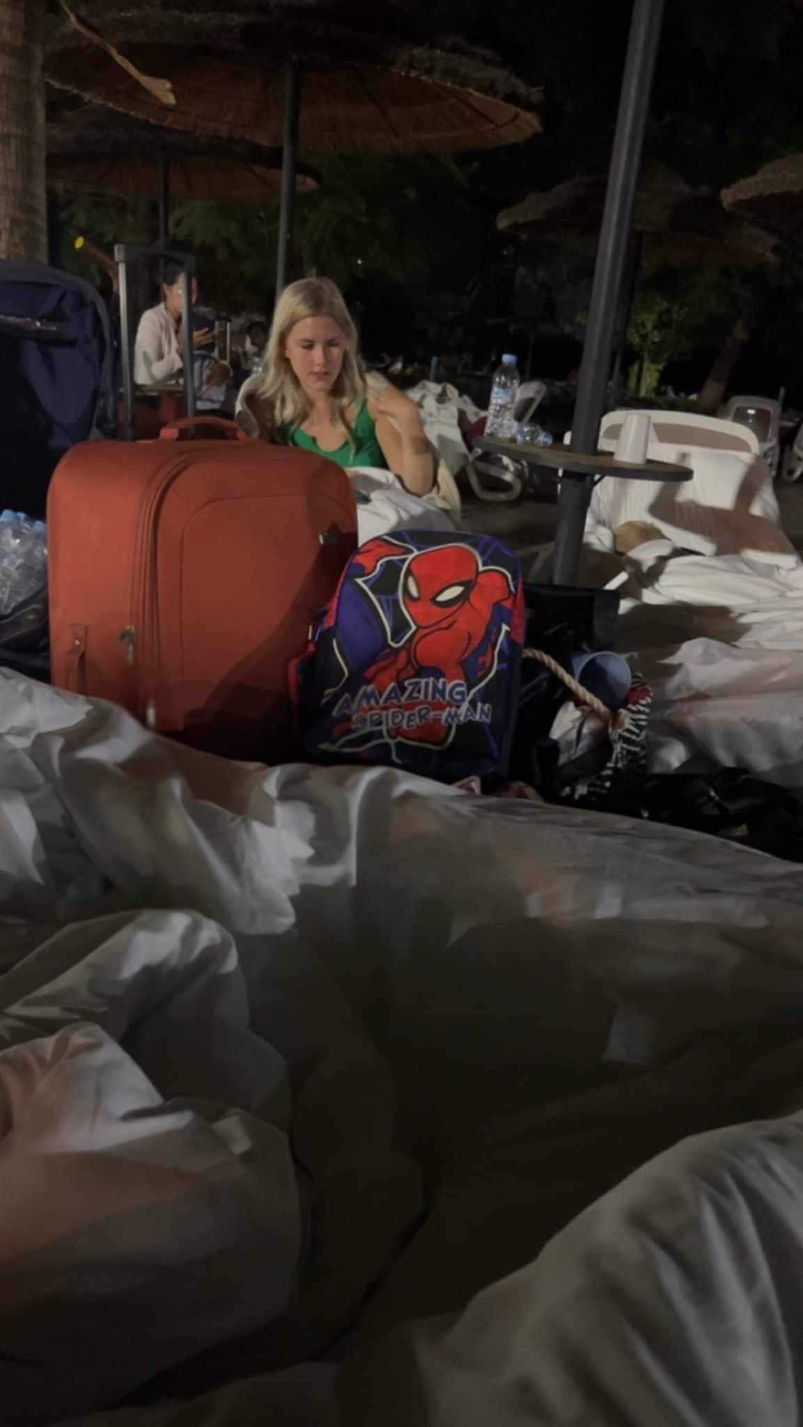 People sleeping outside.