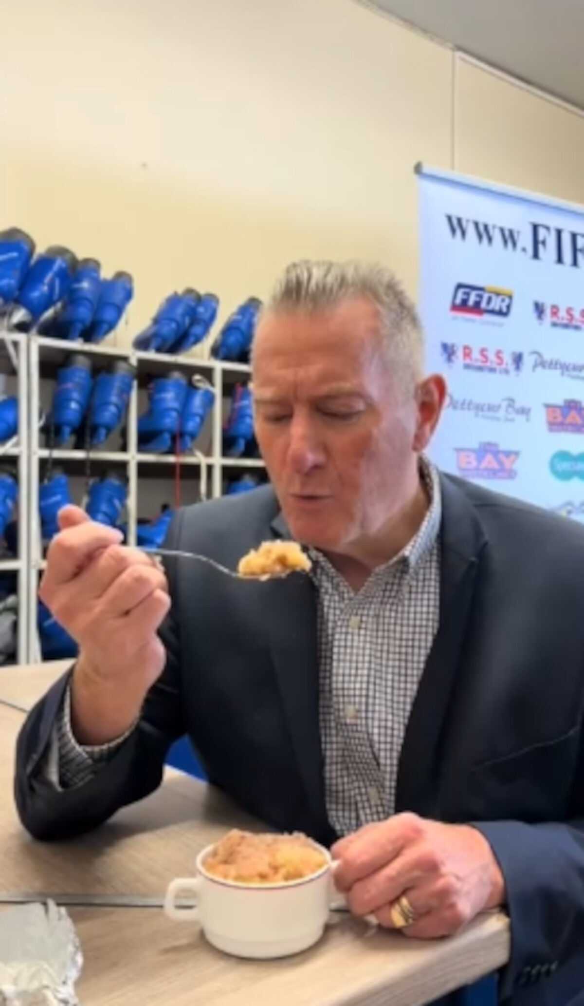 Candian ice hockey coach tries stovies for the first time after deal