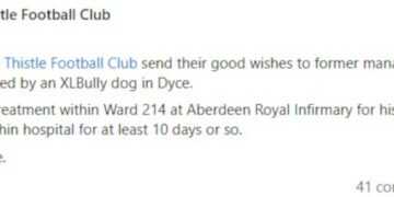 Former Buckie Thistle boss rushed to hospital after XL Bully attack