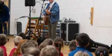 Callum Beattie surprises Abroath school with a special performance