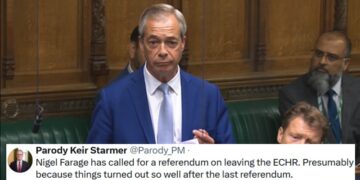 One-trick pony Nigel Farage calls for a referendum on leaving the ECHR - 18 votes of no confidence