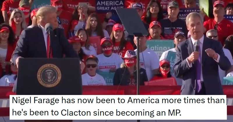 Nigel Farage is off to America again and we're shocked. Shocked, we tell you!