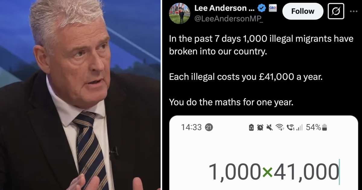 Lee Anderson told people to 'do the maths' about migration and this calculated A++ comeback was simply magnificent