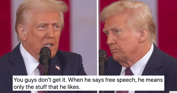 This clip of Donald Trump talking about 'free speech' just went wildly viral again for reasons which will become obvious