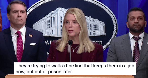 Pam Bondi's expression trying to avoid talking Epstein is one thing but the look on Kash Patel's face is simply next level