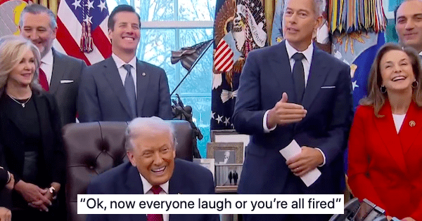 Donald Trump interrupted a press conference to shout out a schoolyard nickname and the only laughs he got were from his employees