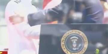 Donald Trump took a break from objectifying women to objectify men for once during this bizarre US Coast Guard graduation speech
