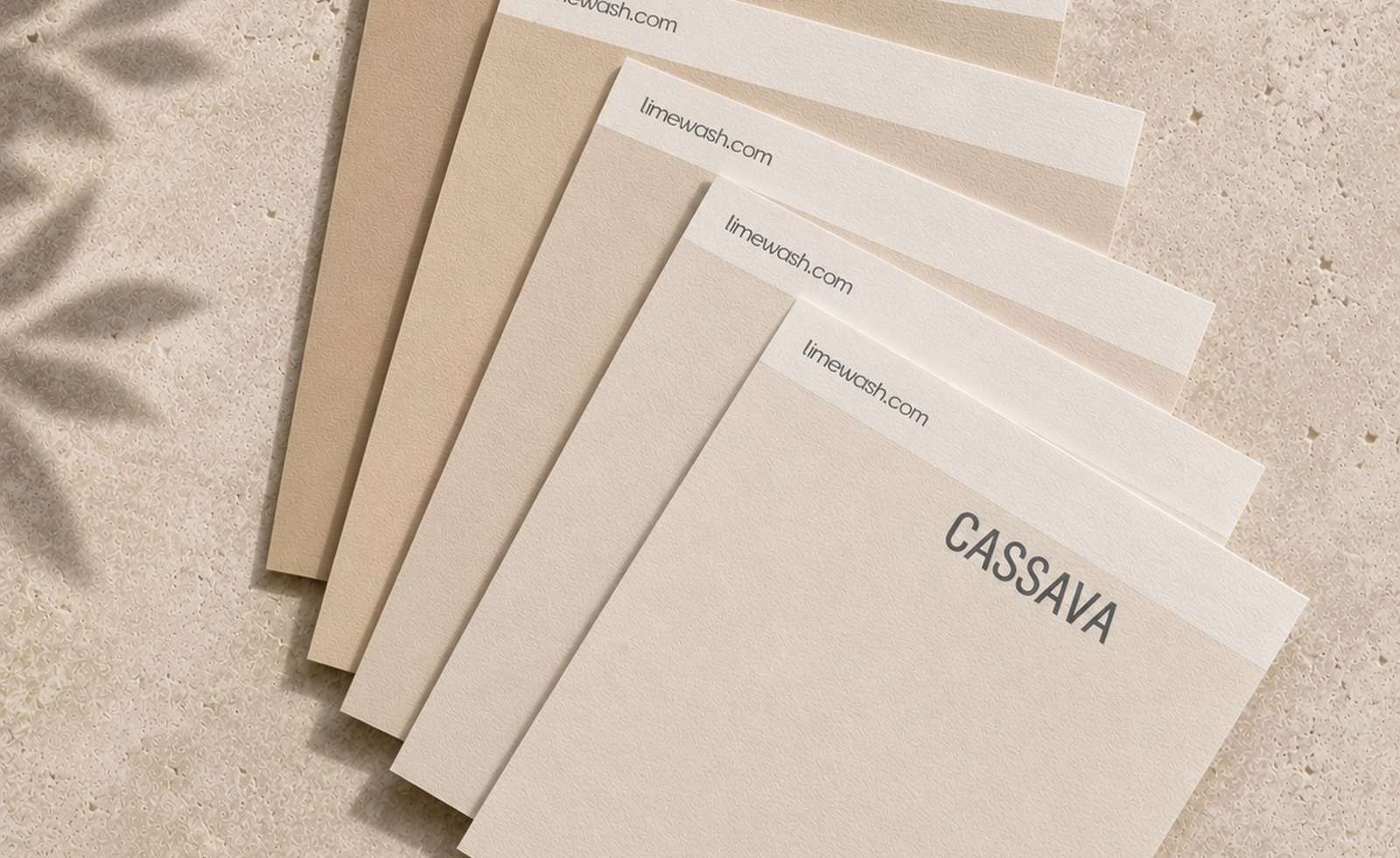 The Limewash.com sample collection helps customers understand undertones and compare shades before placing a made-to-order paint order.